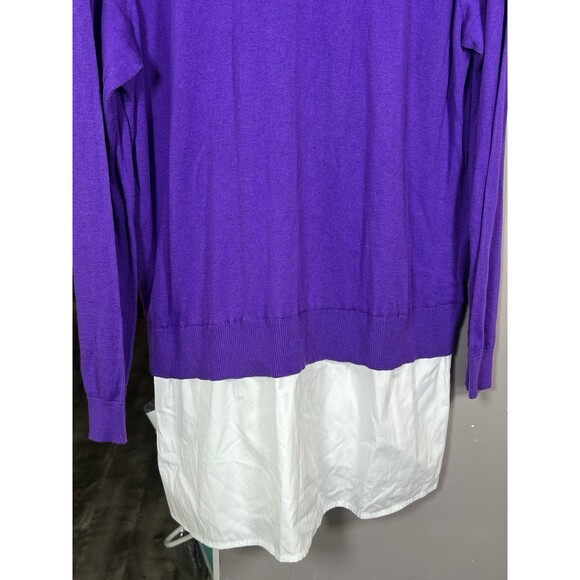 Lauren Ralph‎ Lauren 1X Plus Sweater Tunic Purple V-Neck Knit Top Shirt Hem NWT - Picture 11 of 11